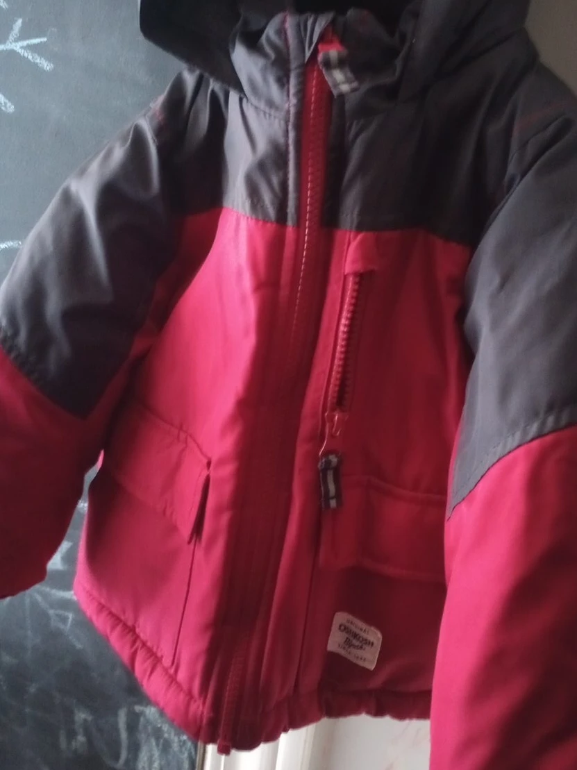 OshKosh B'gosh Red & Gray Hooded Winter Jacket