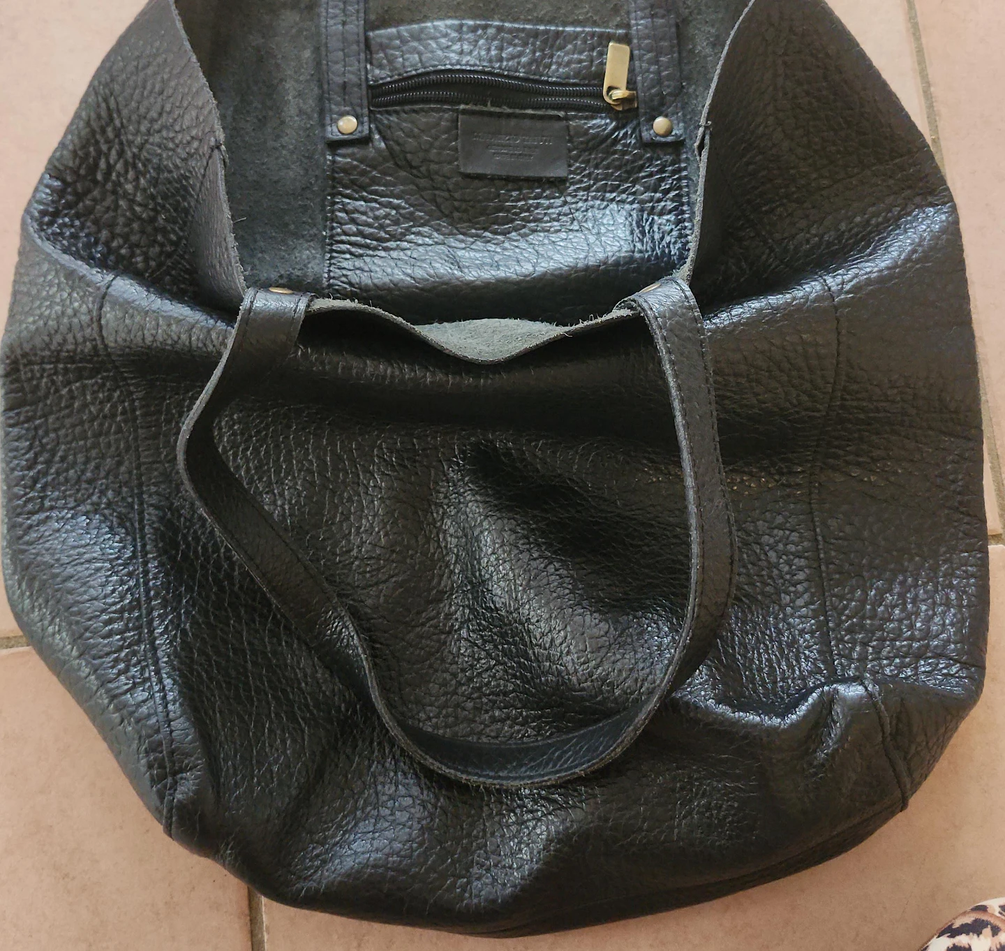 Black Leather Tote Bag