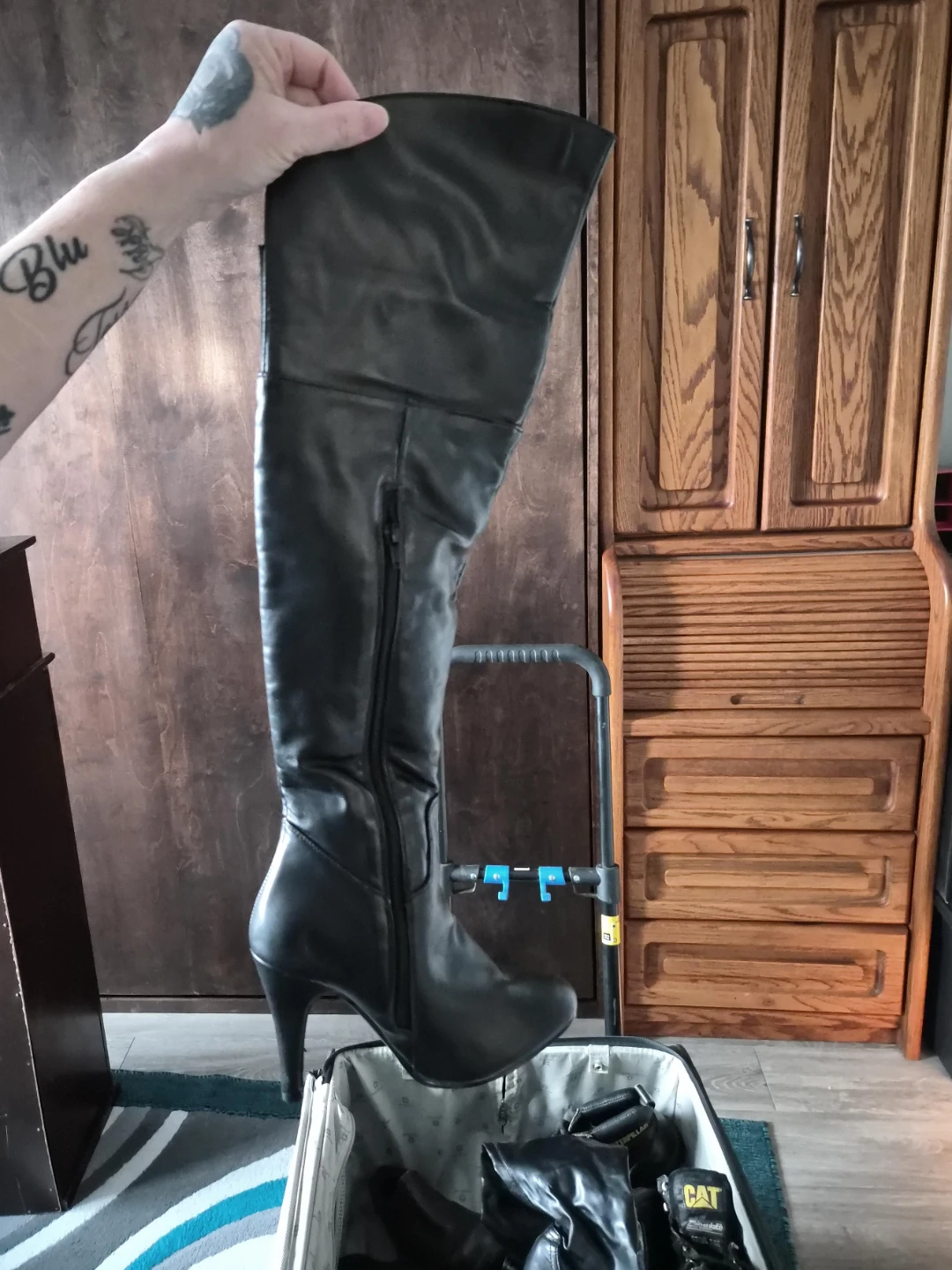 Black Leather Over-the-Knee Boots