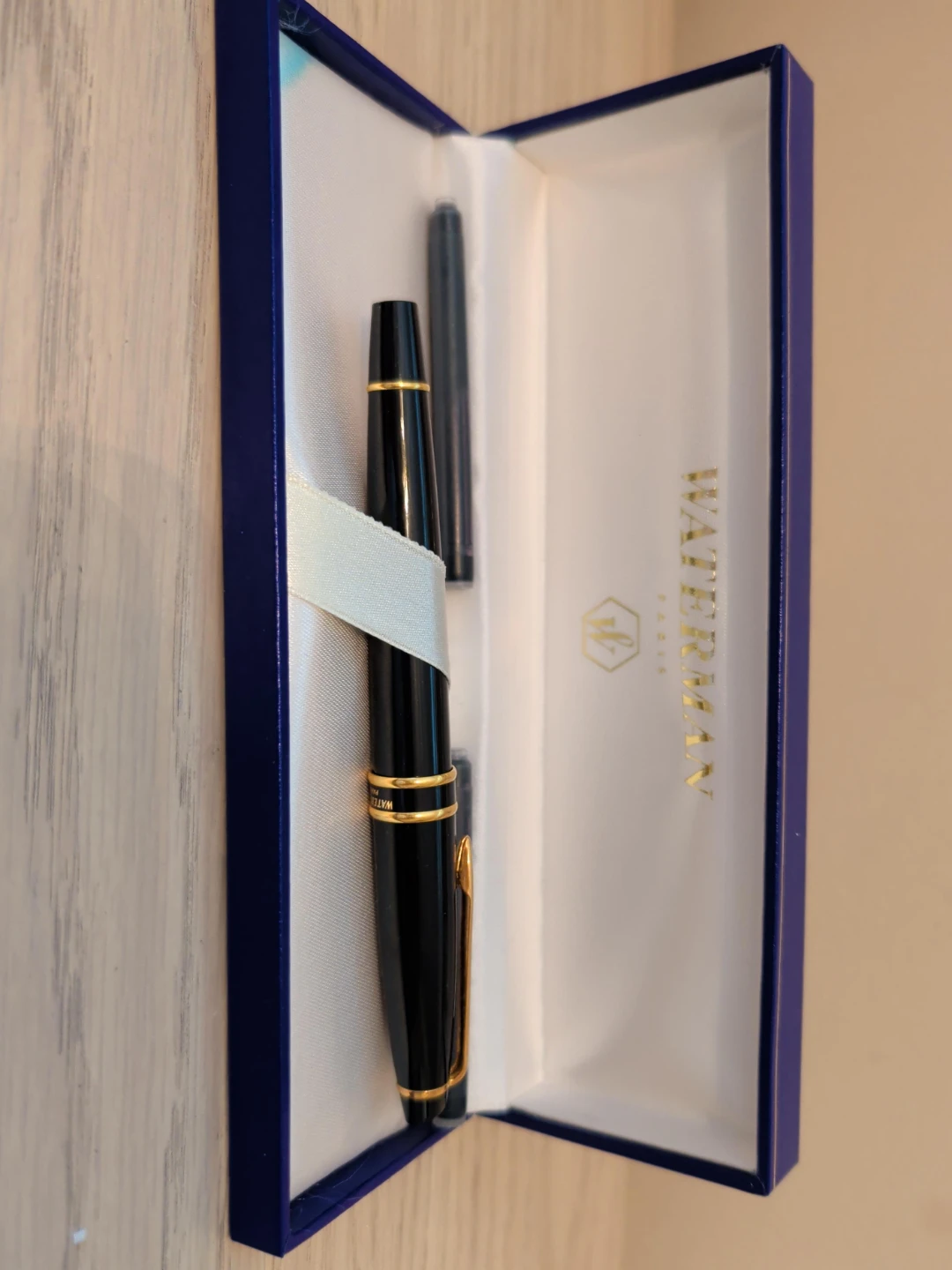 Waterman Ballpoint Pen - Black with Gold Trim