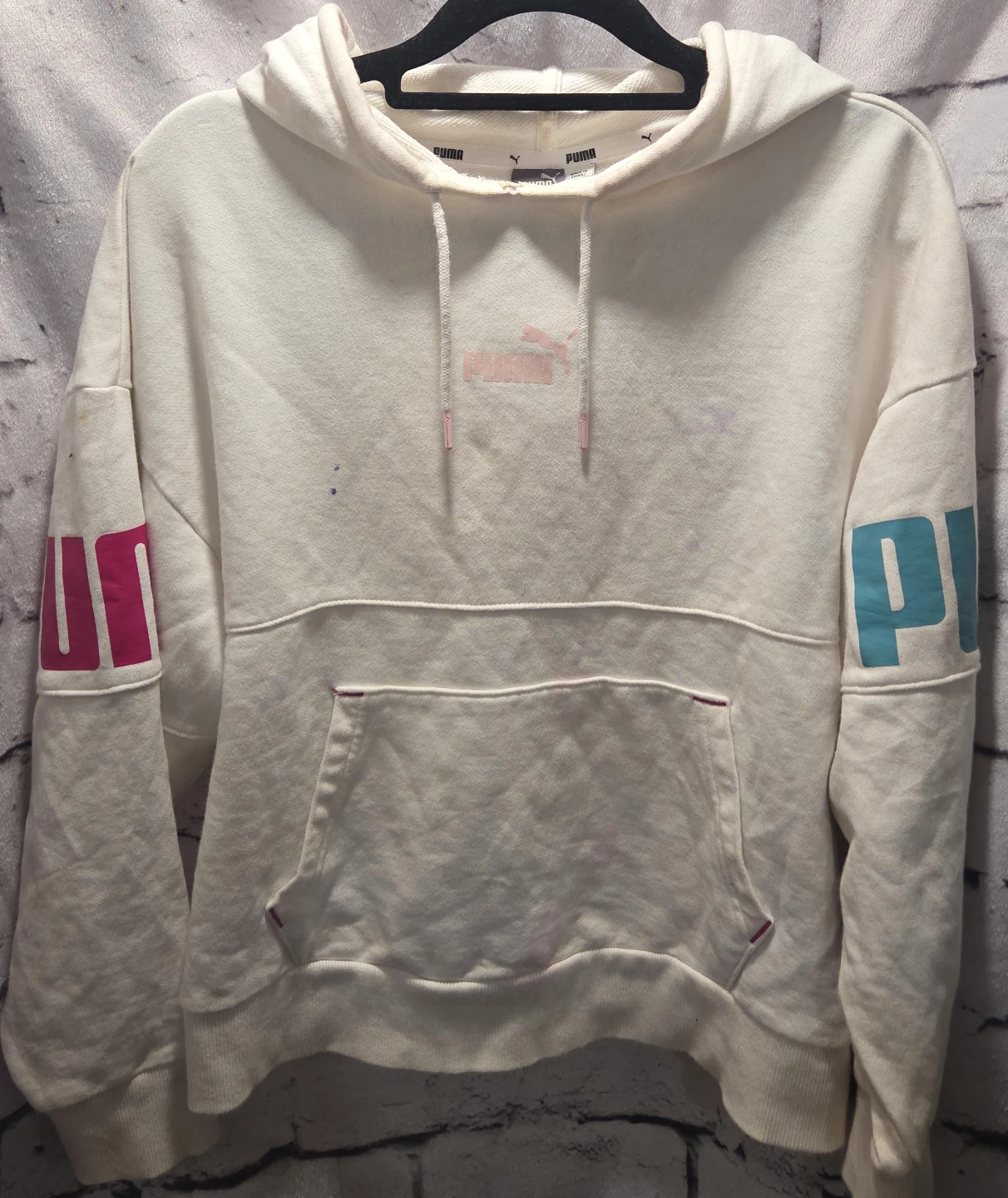 Puma Cream Colour Block Hoodie