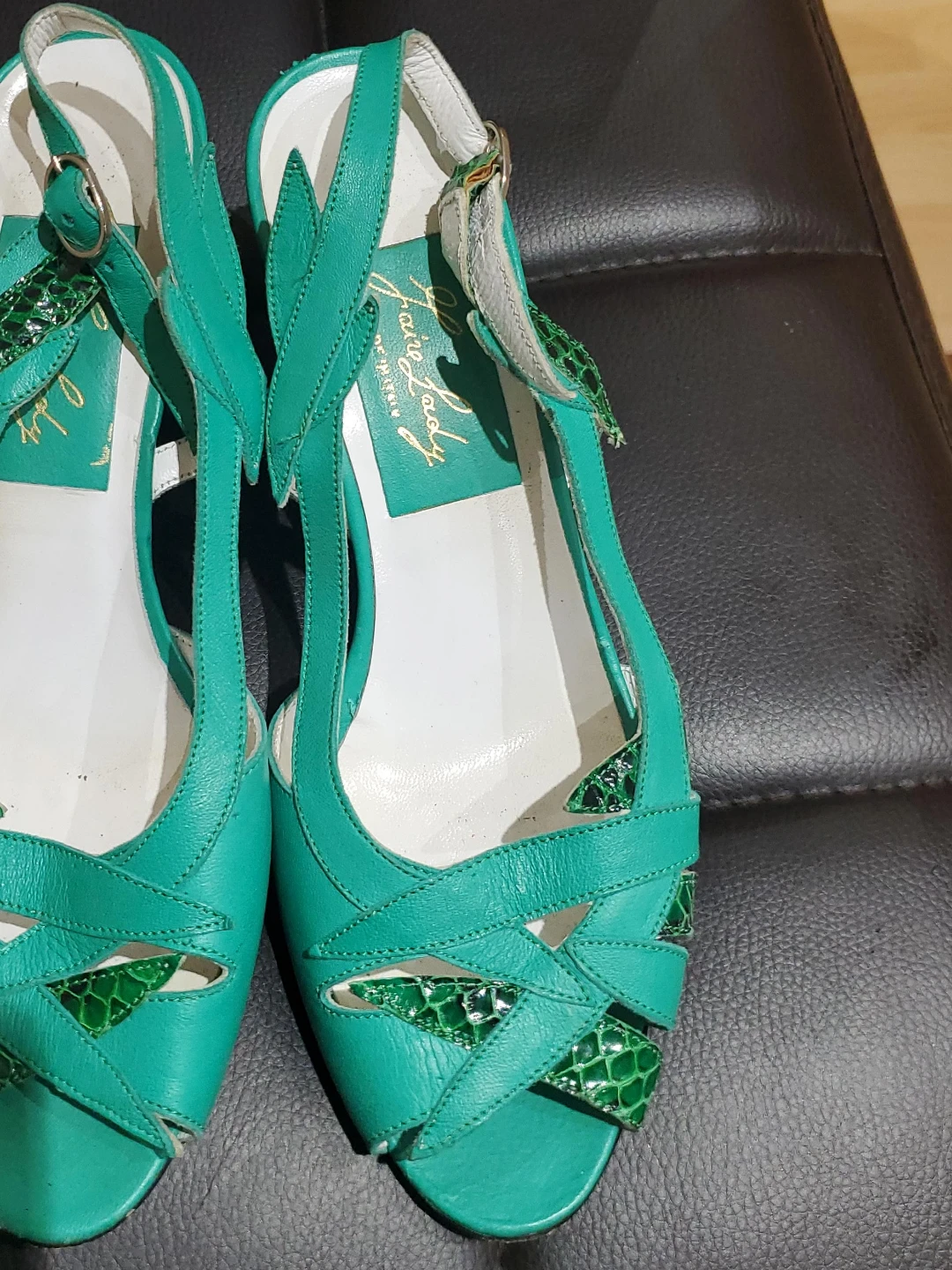 Fair Lady Paris Teal Wedge Heels