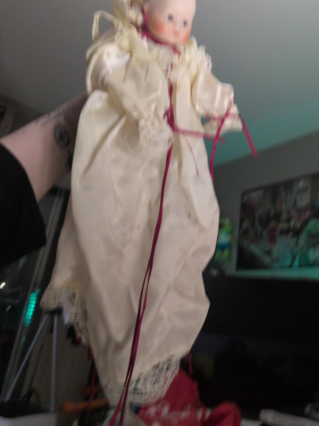 Porcelain 9" Doll in cream sleepwear