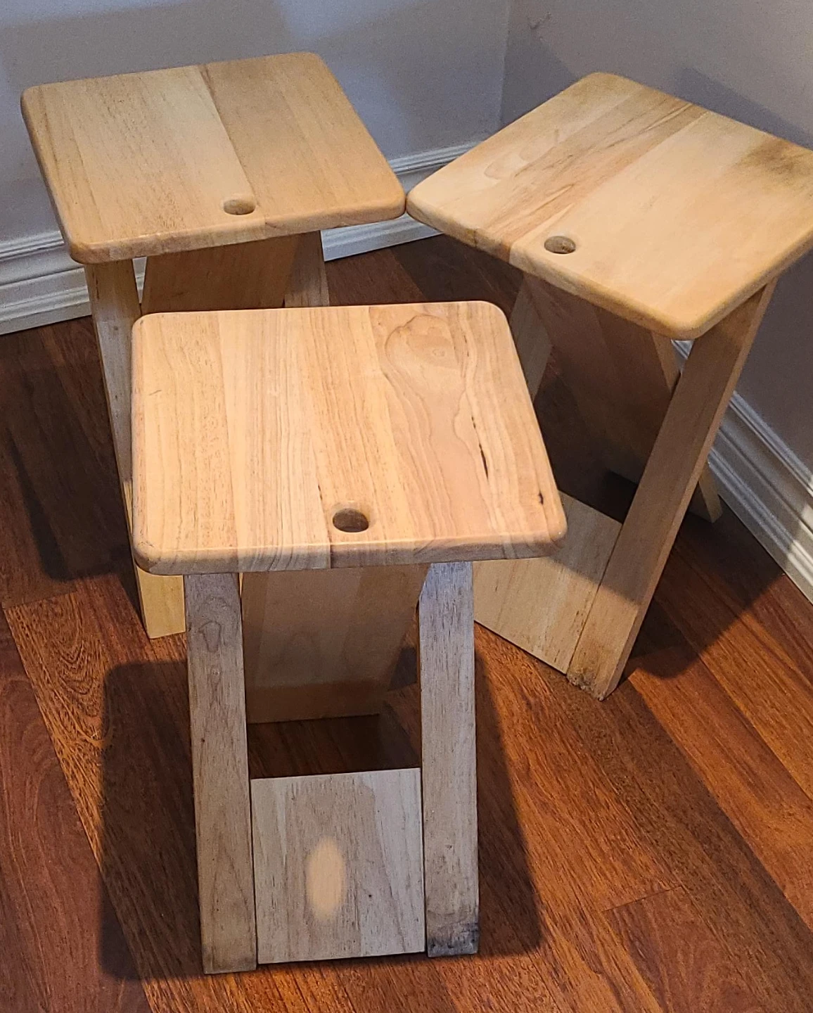 Wooden Stools Set of 3