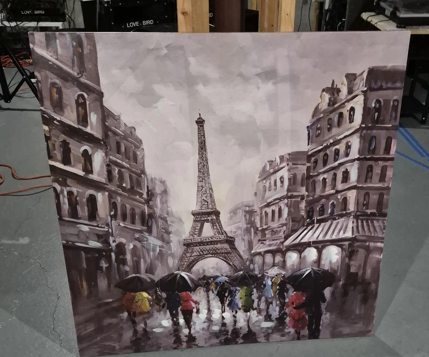 Parisian Eiffel Tower Rainy Day Canvas Art