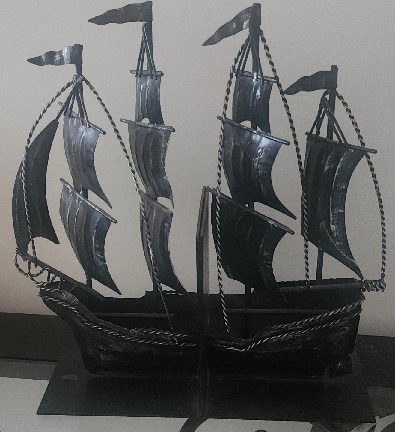 Black Metal Tall Ship Model
