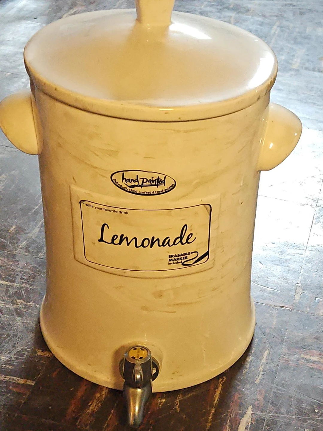 Hand Painted Ceramic Lemonade Drink Dispenser with Erasable