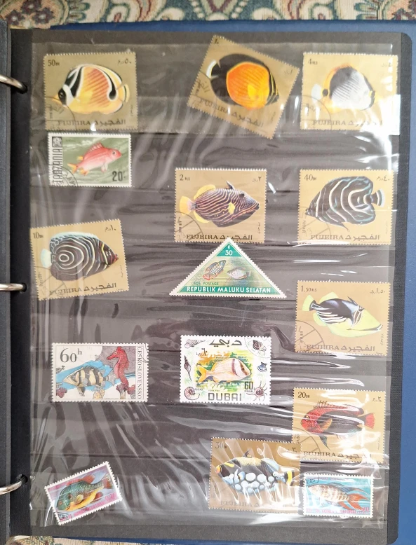 Collection of 15 Fish and Marine Life Postage Stamps