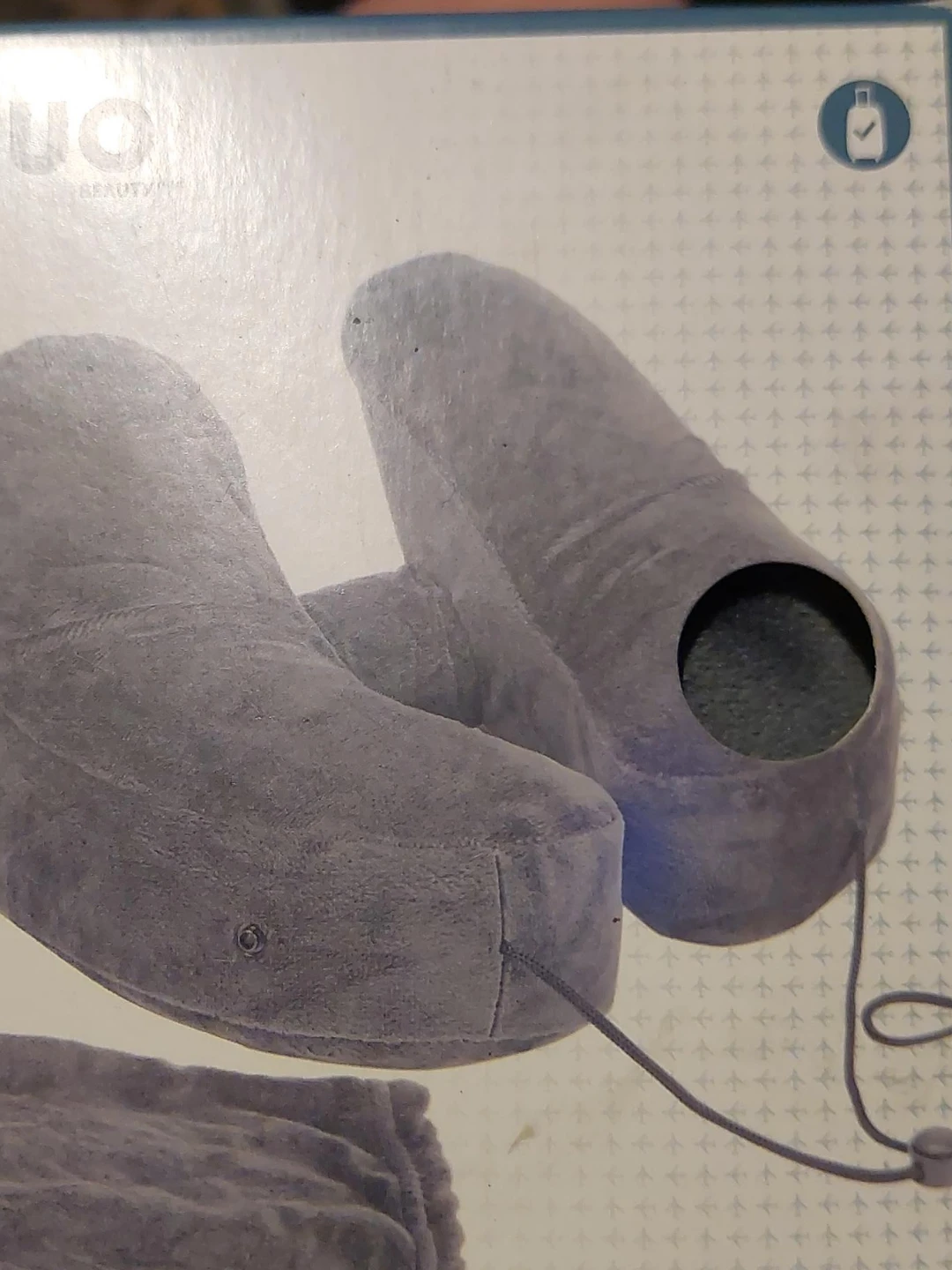 Grey Inflatable Neck Pillow with Case
