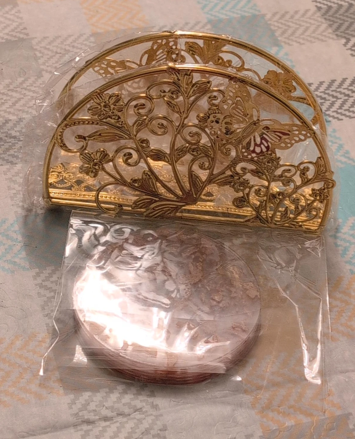 Gold Metal Butterfly Design Napkin Holder