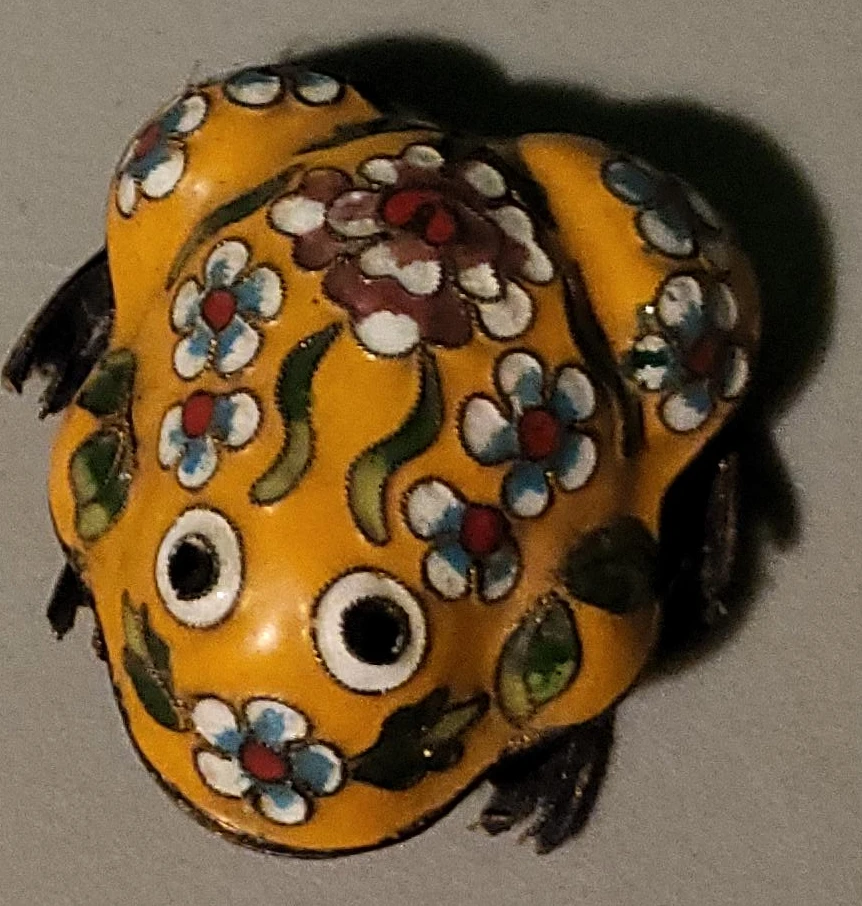 Yellow Cloisonné Frog Figurine