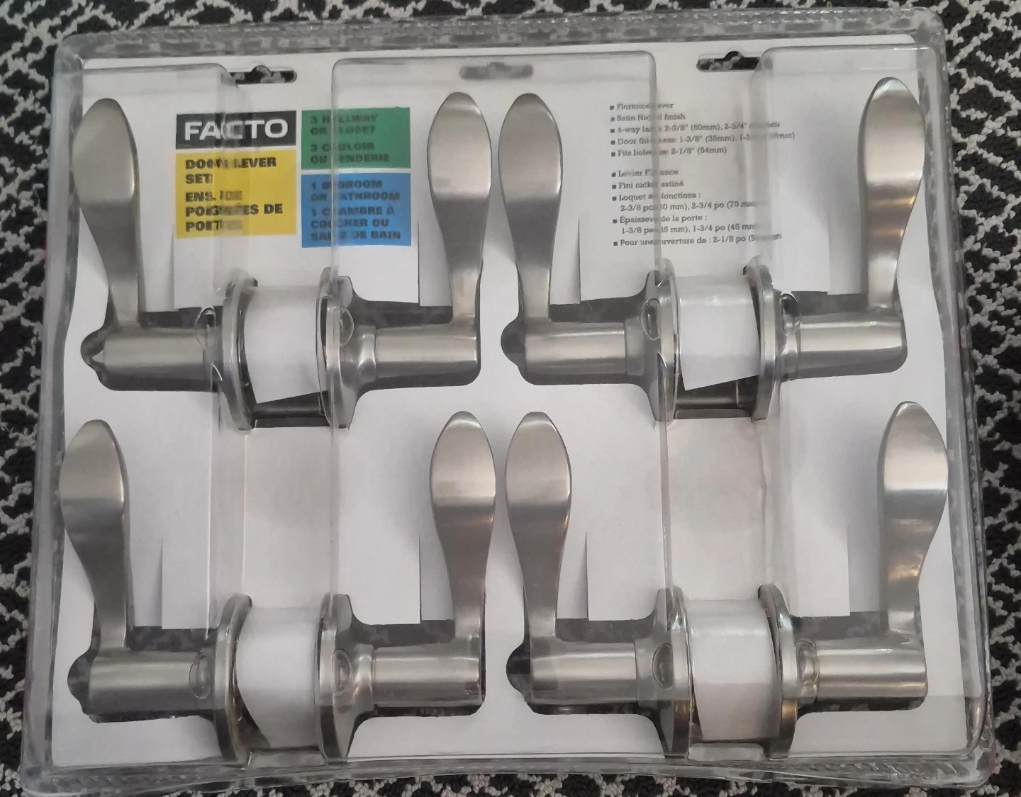 FACTO Satin Nickel Door Lever Set (3 Pack)