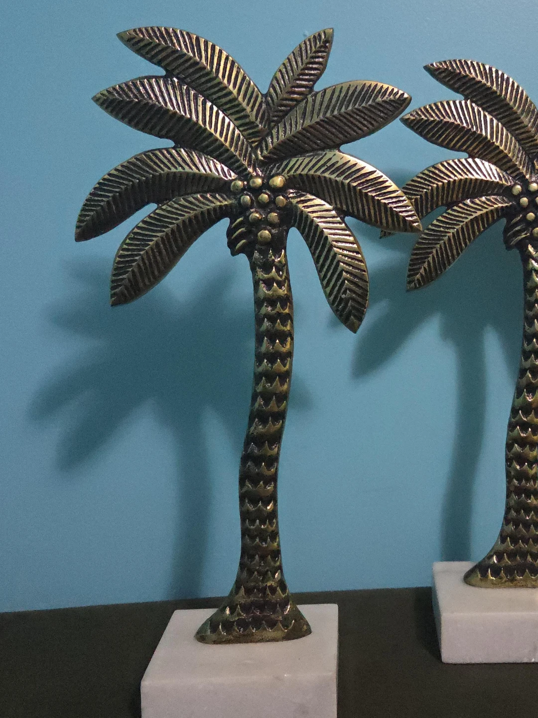 Decorative Palm Tree Sculptures with Marble Bases
