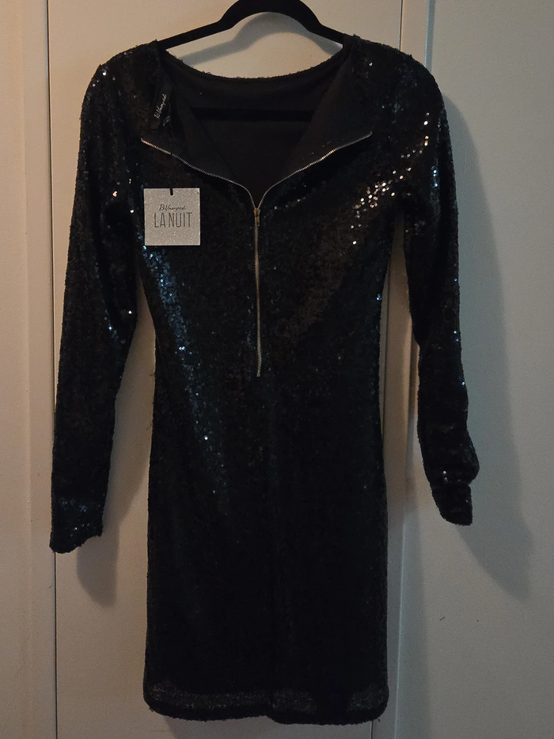 La Nuit Black Sequin Dress