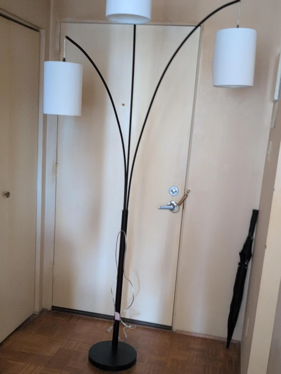 Arc Floor Lamp with 3 White Shades
