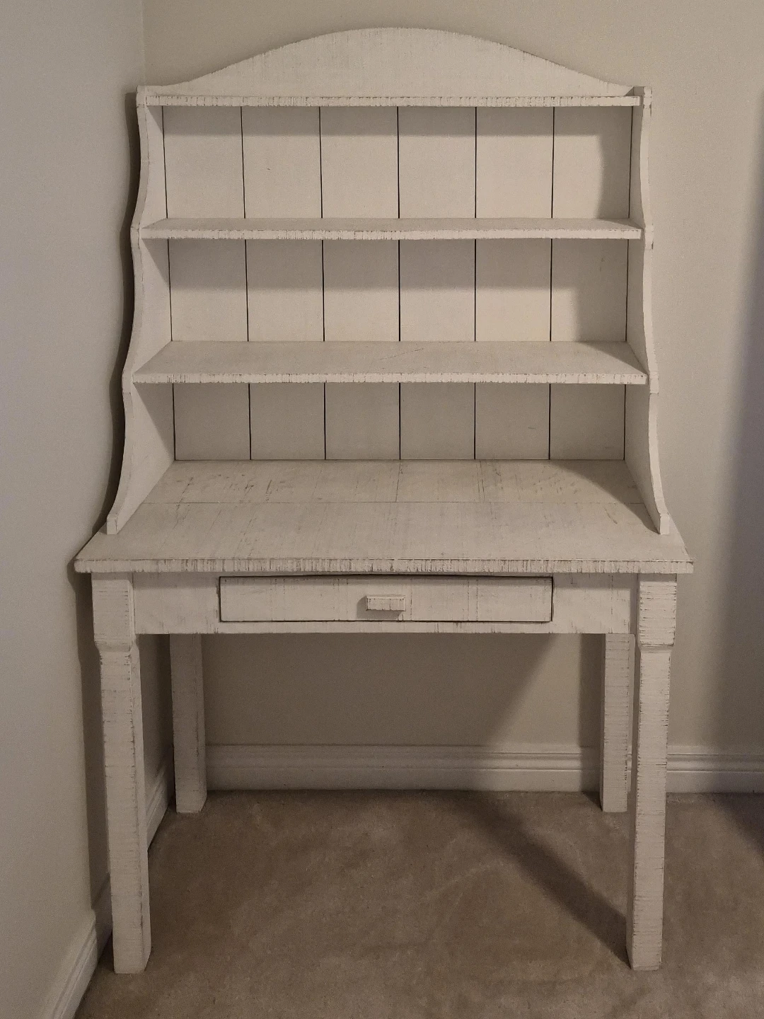 Distressed White Farmhouse Hutch Desk