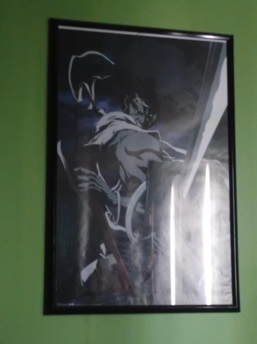 Framed Anime Poster with Samurai Character