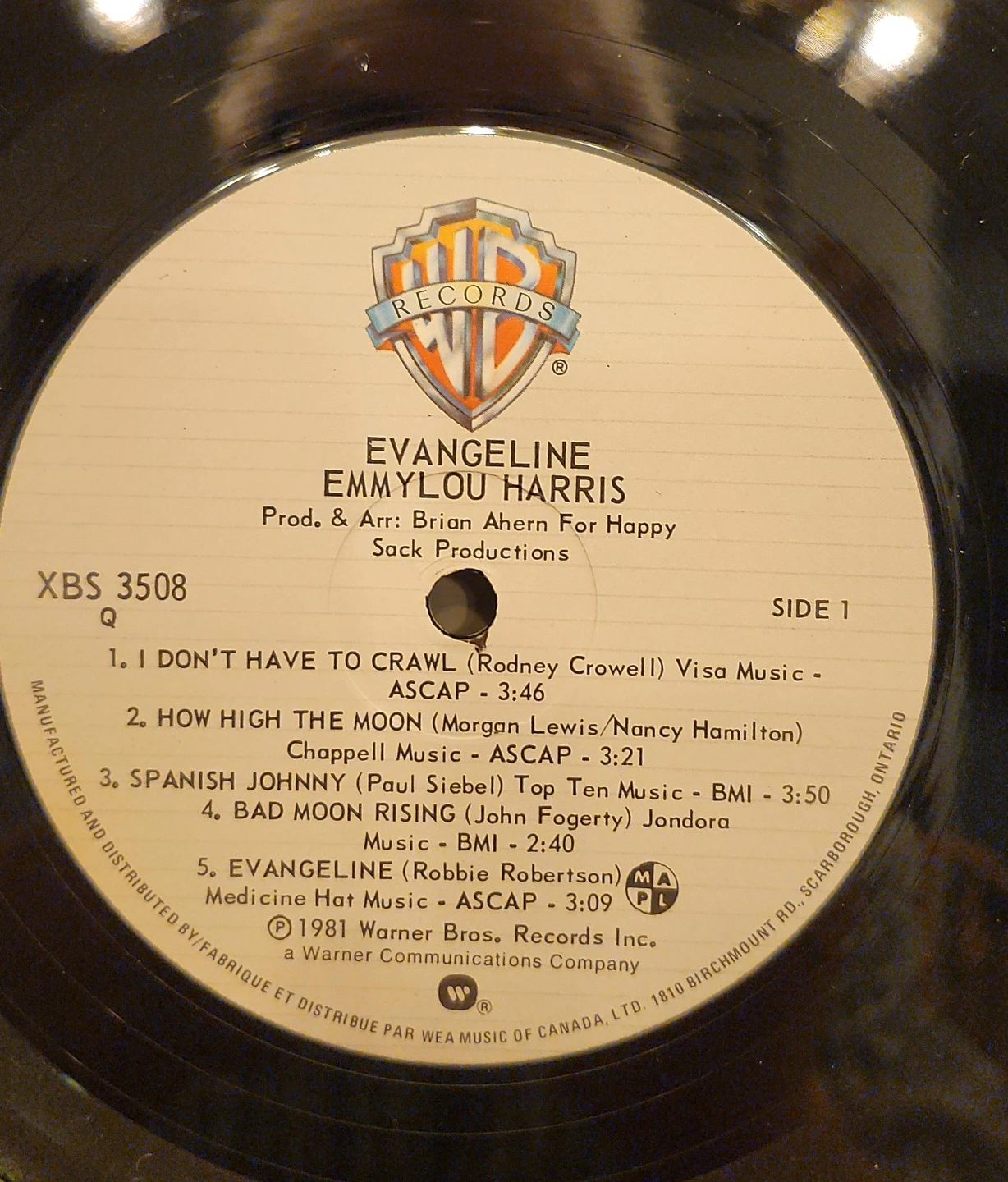 Emmylou Harris Evangeline Vinyl Record