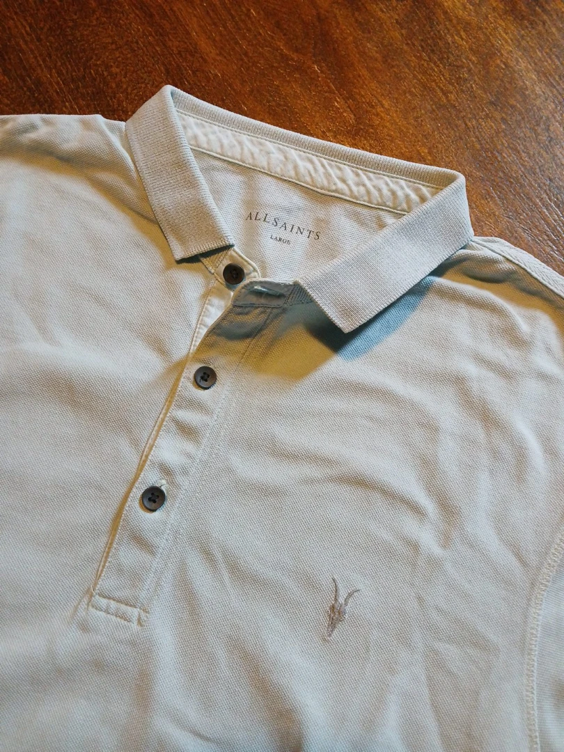 ALLSAINTS Men's Polo Shirt - Light Blue - Size Large