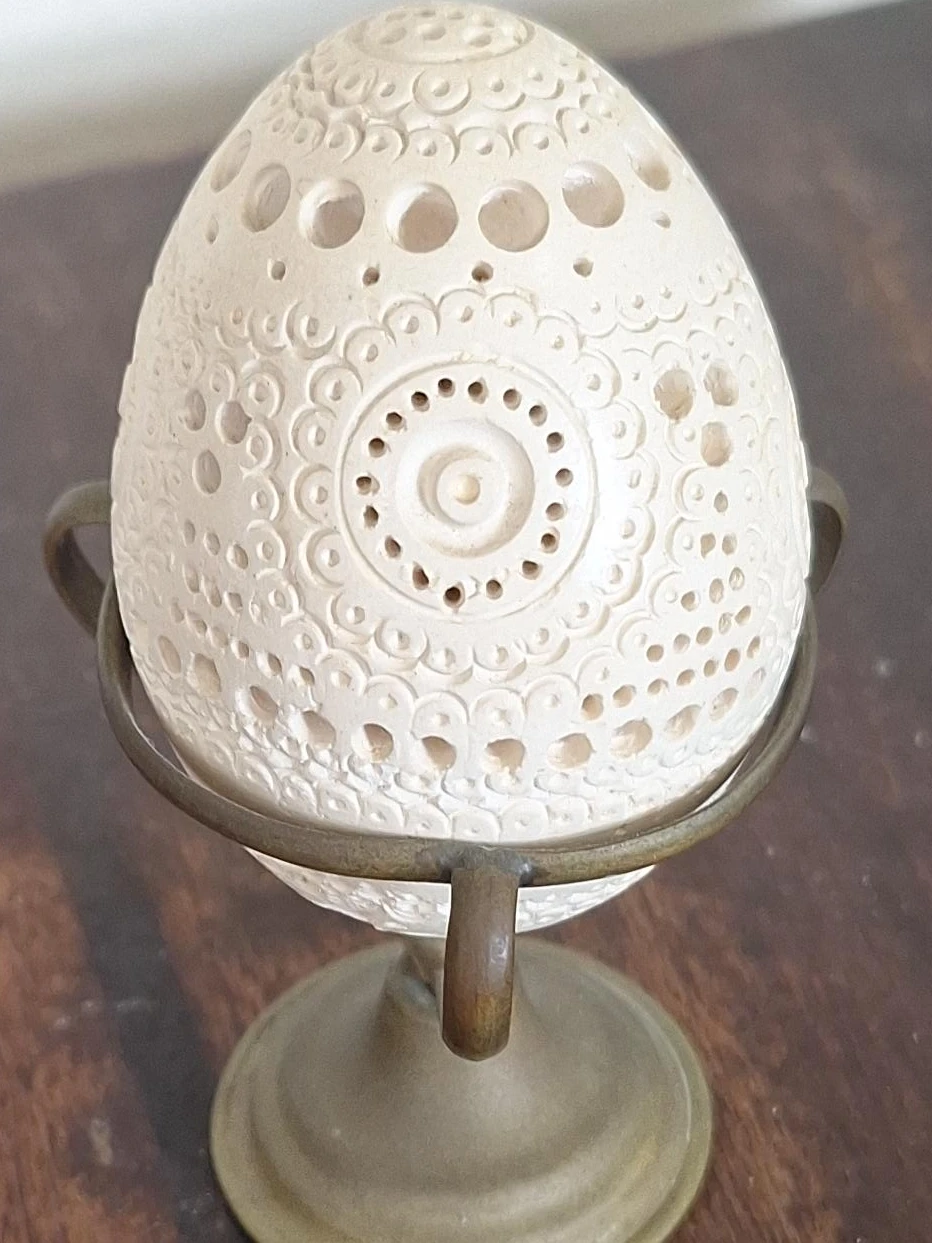Decorative Carved Egg with Stand