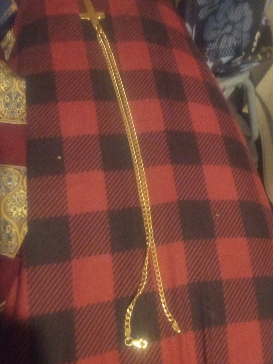 Gold-tone Cross Pendant Necklace