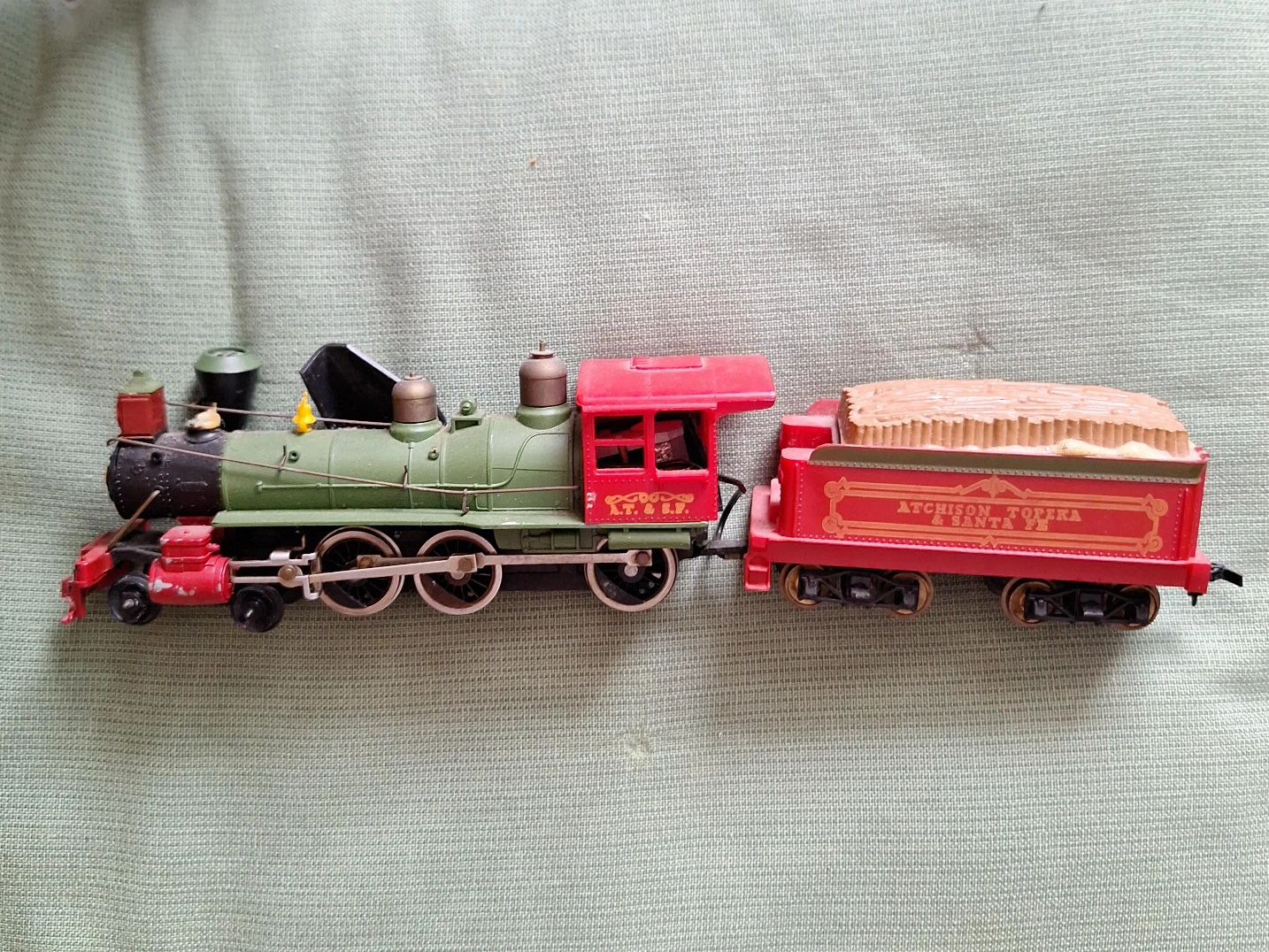 Atchison, Topeka & Santa Fe Toy Train Engine and Car
