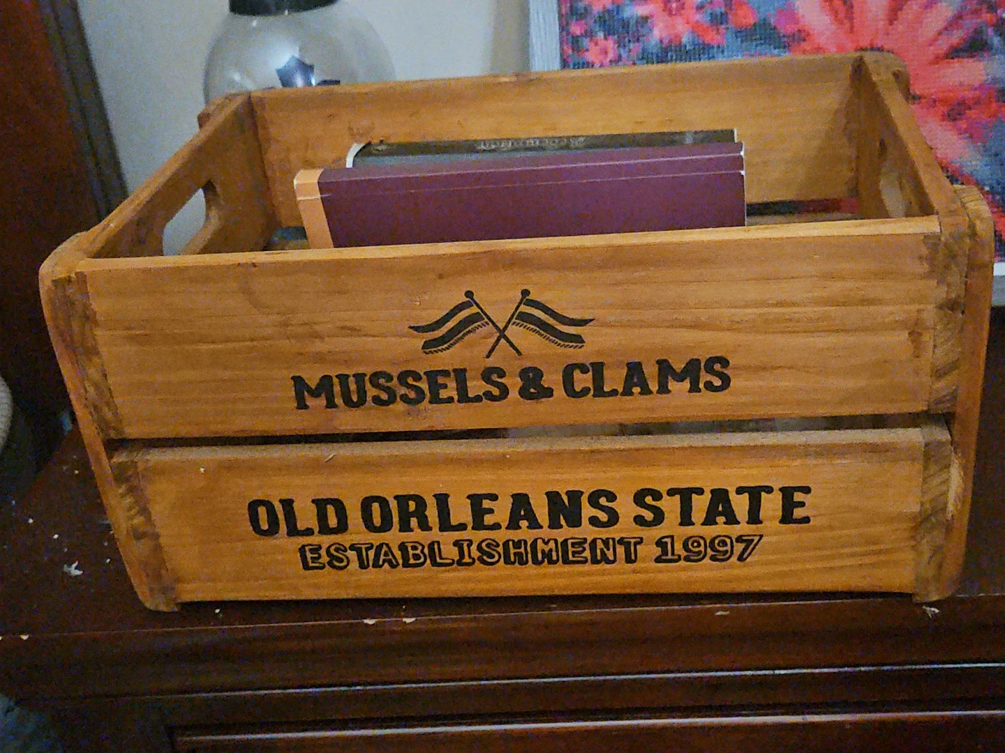 Wooden Crate with Mussels & Clams Branding