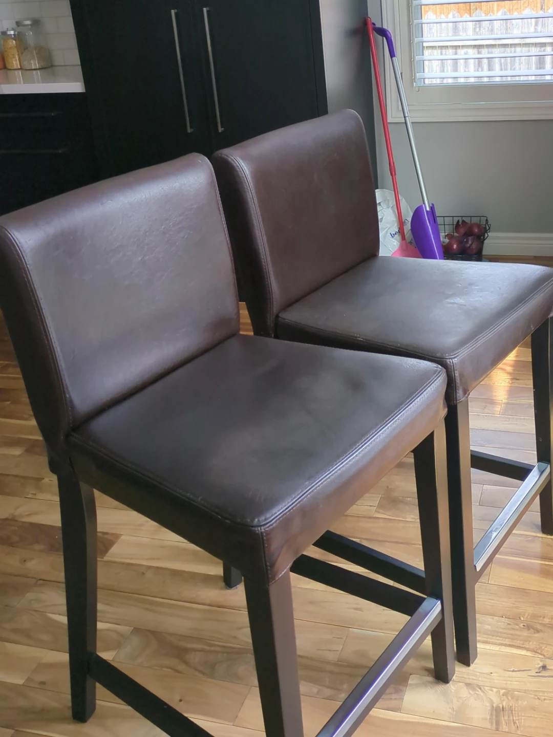 Set of 2 Dark Brown Faux Leather Bar Stools