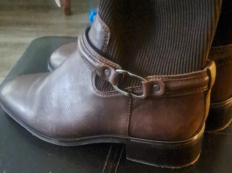 Brown Leather and Fabric Boots