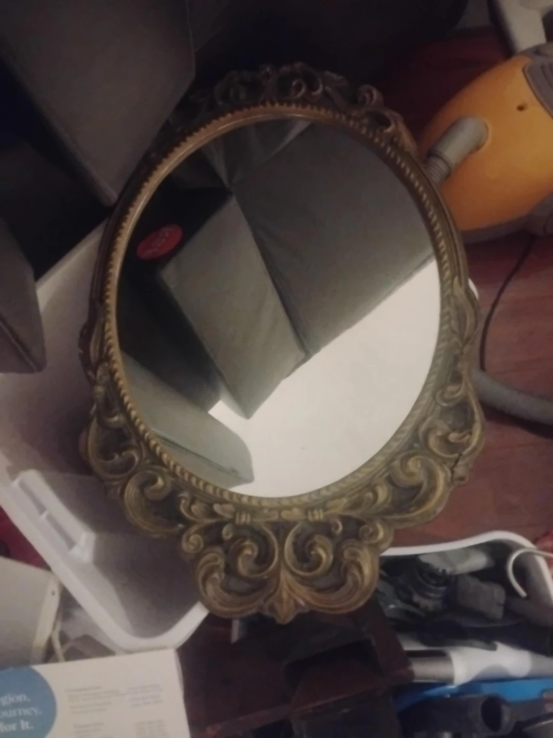Ornate Gold Tone Oval Wall Mirror
