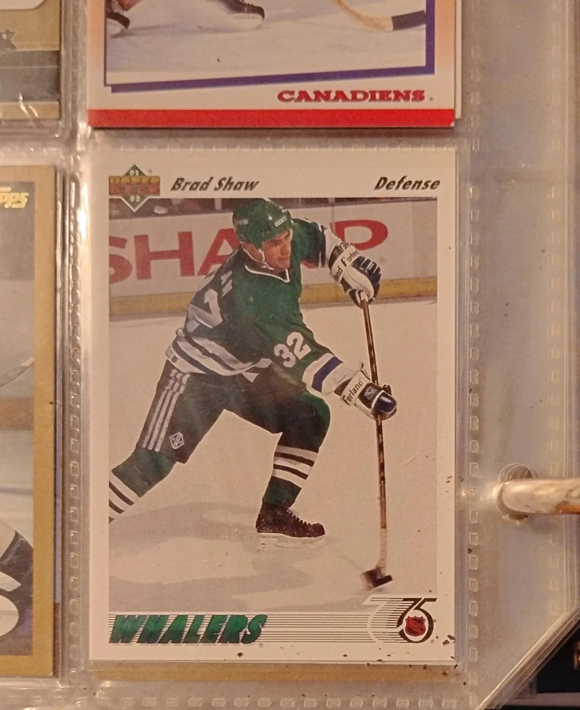 1992 Upper Deck Brad Shaw Hartford Whalers Hockey Card