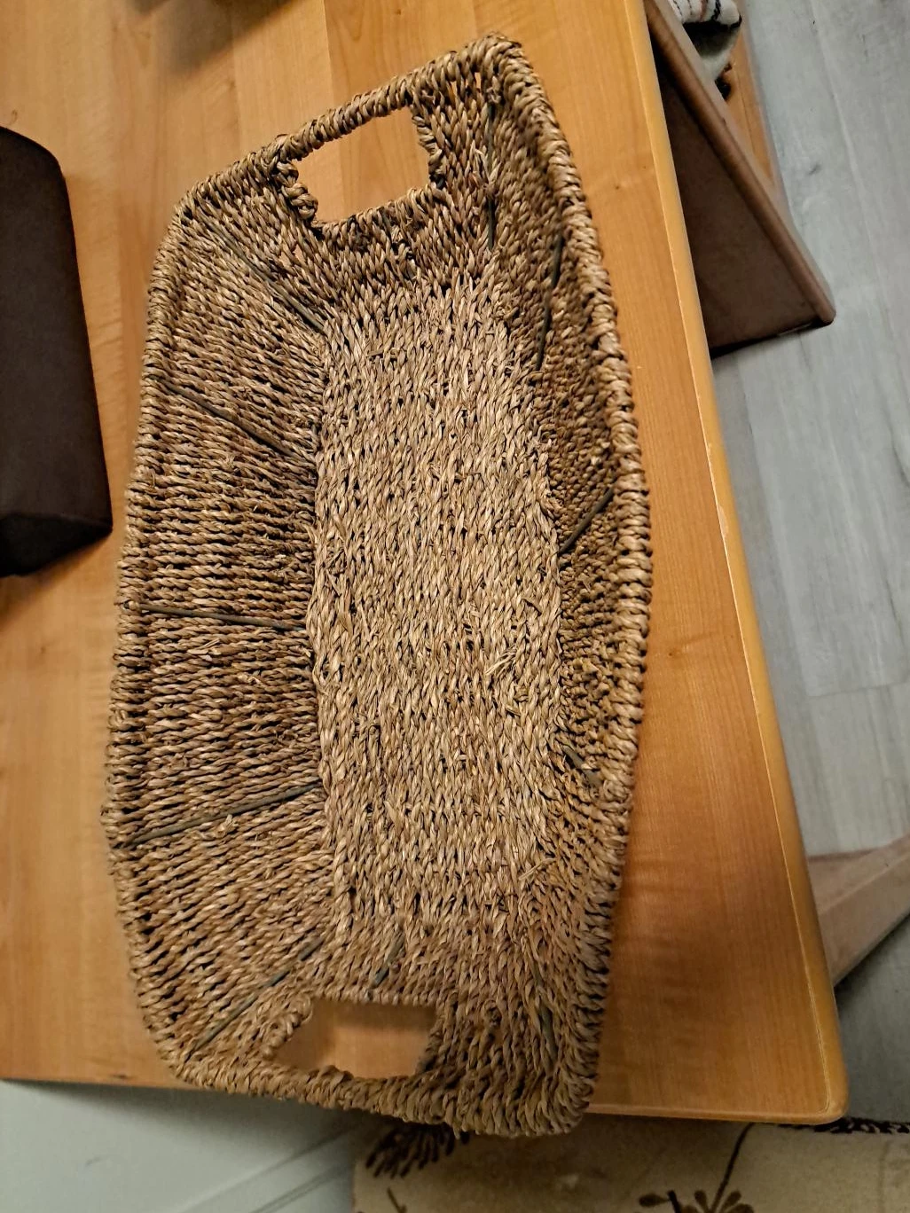 Woven Hyacinth Rectangular Basket with Handles