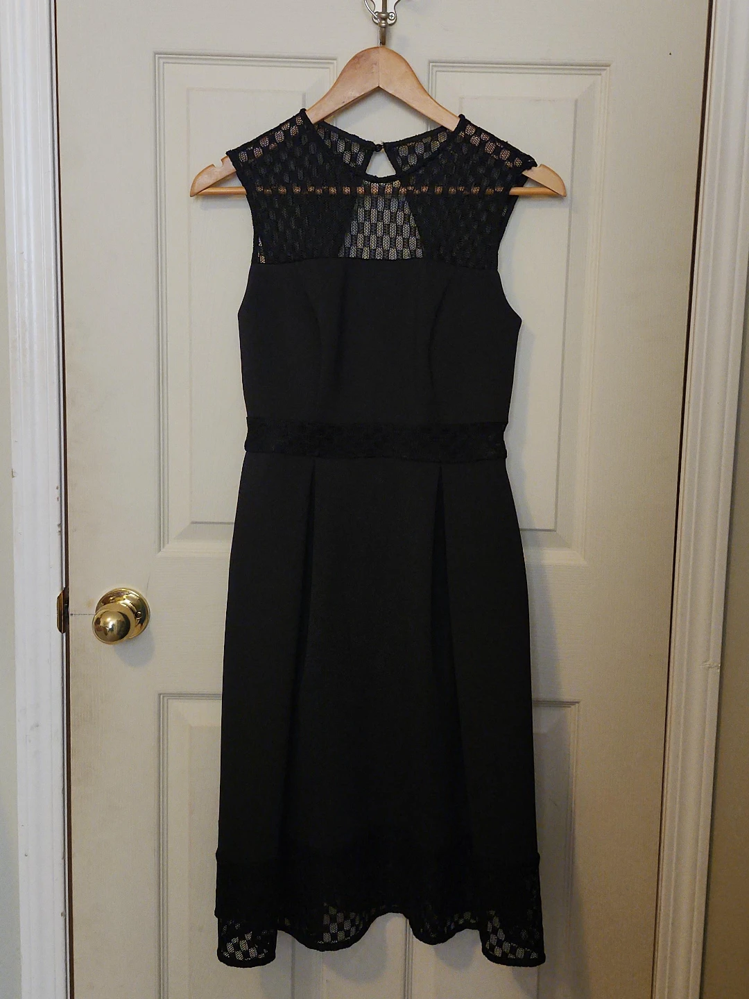 Black Lace Trimmed Fit & Flare Dress