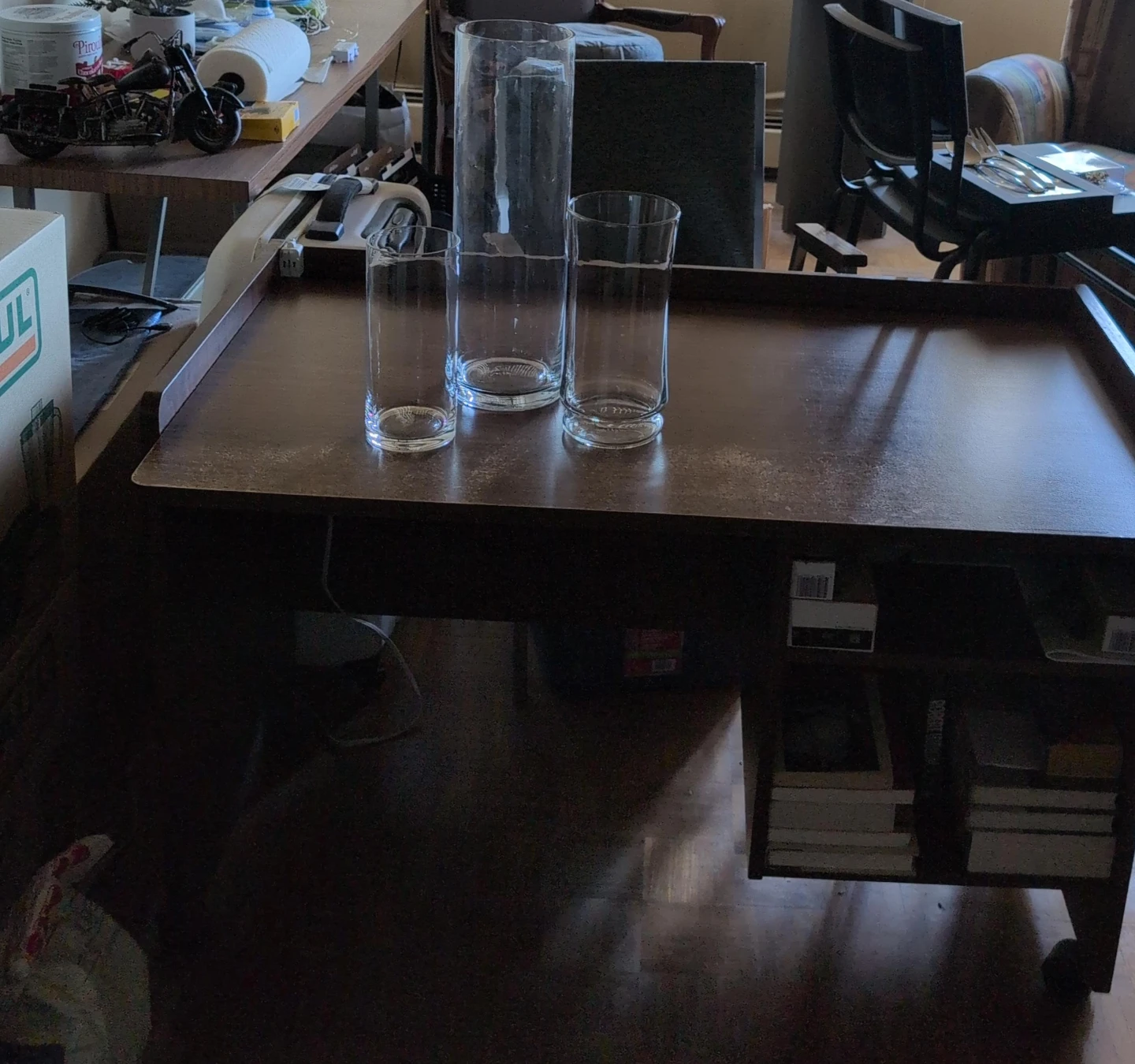 Set of 3 Clear Glass Vases.