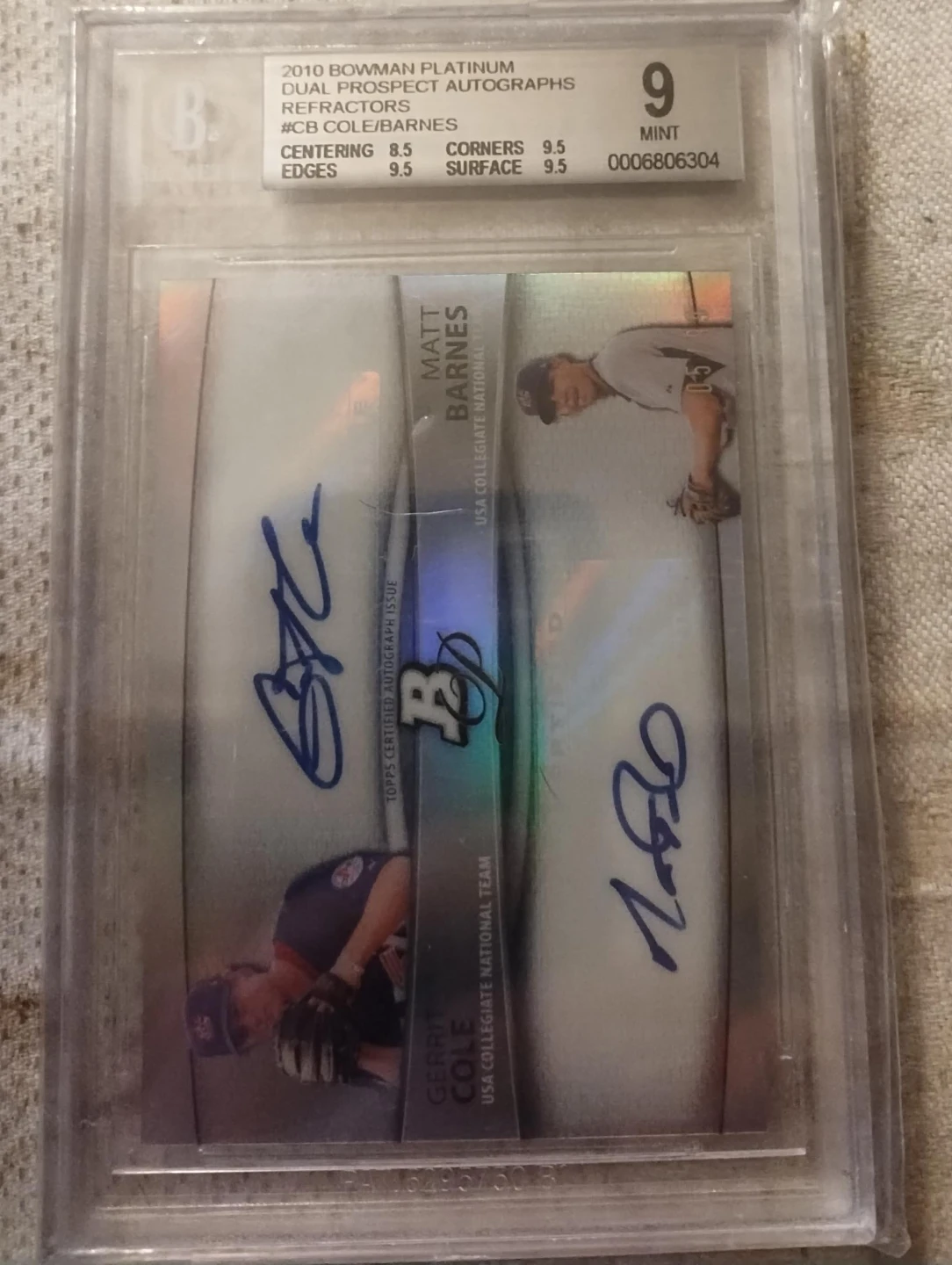 2010 Bowman Platinum Dual Prospect  Gerrit Cole Matt Barnes  9 - photo 3