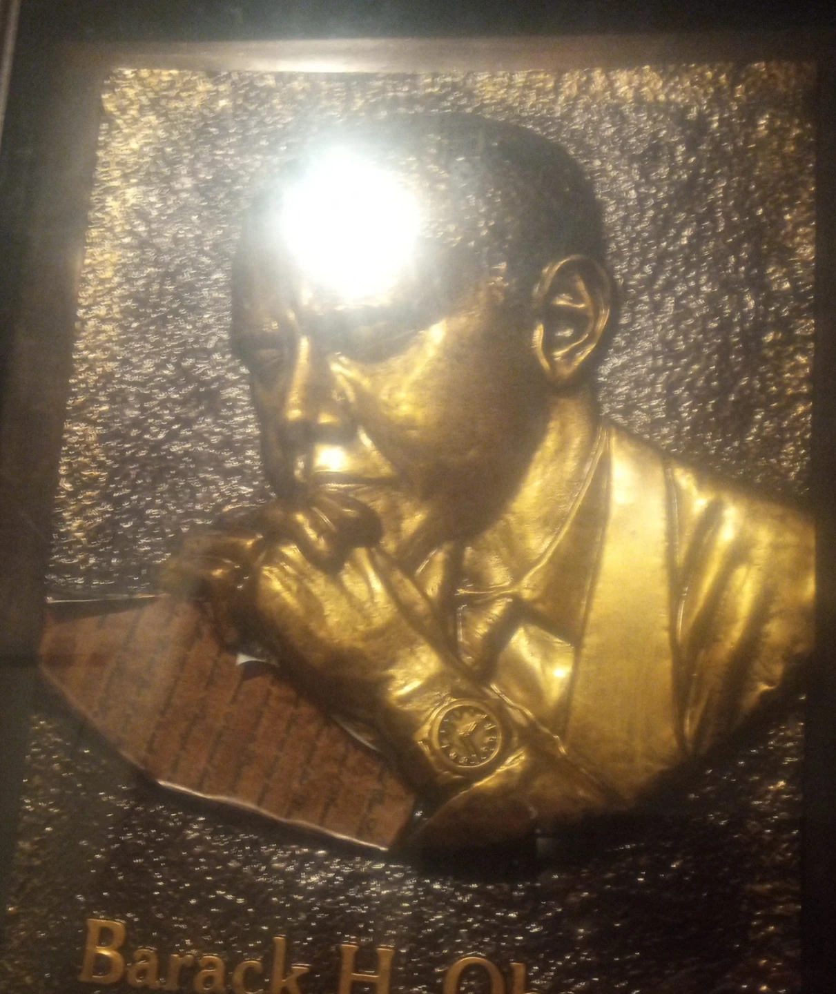 Barack Obama Gold Tone Relief Plaque