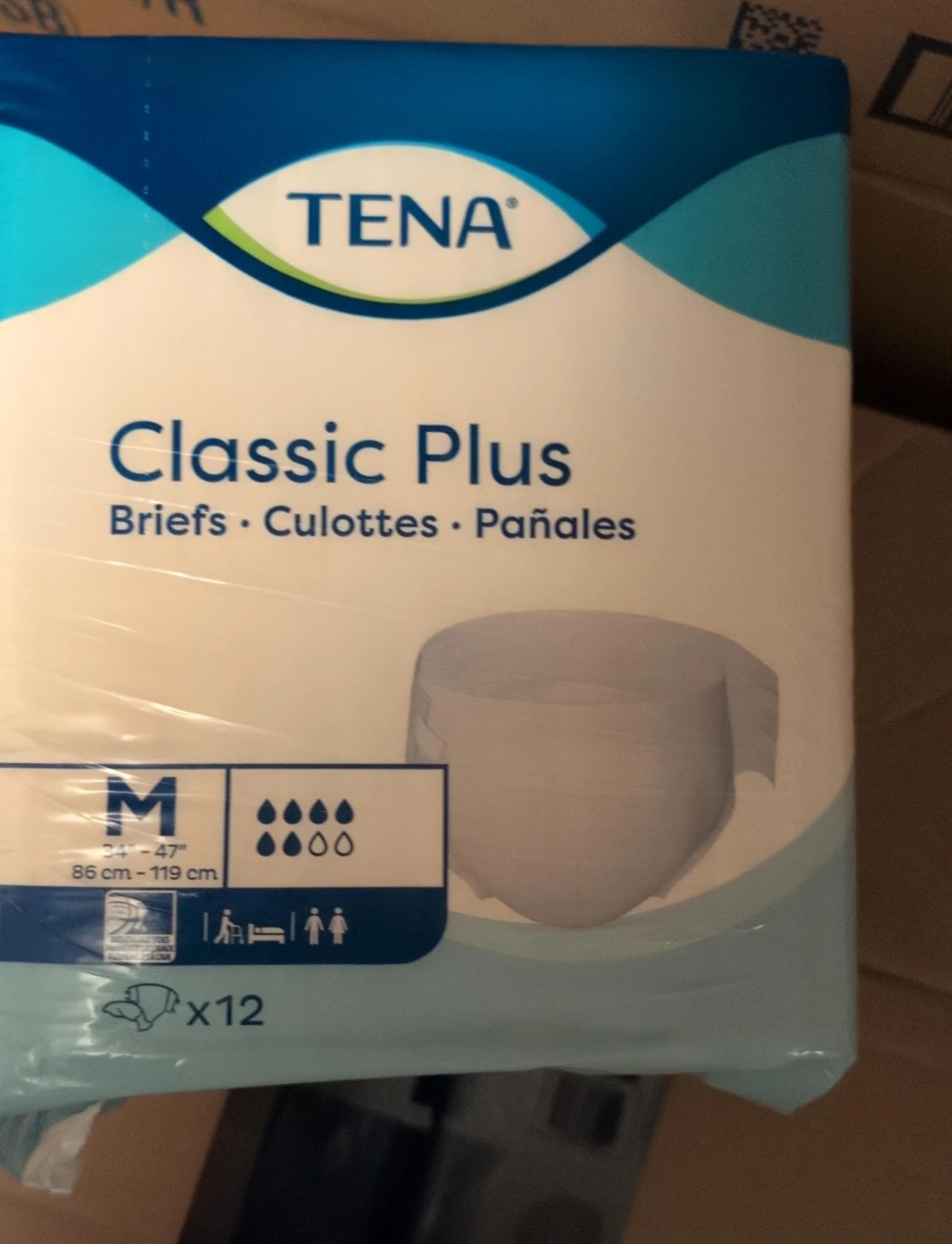 TENA Classic Plus Briefs - Size M (12 Count)