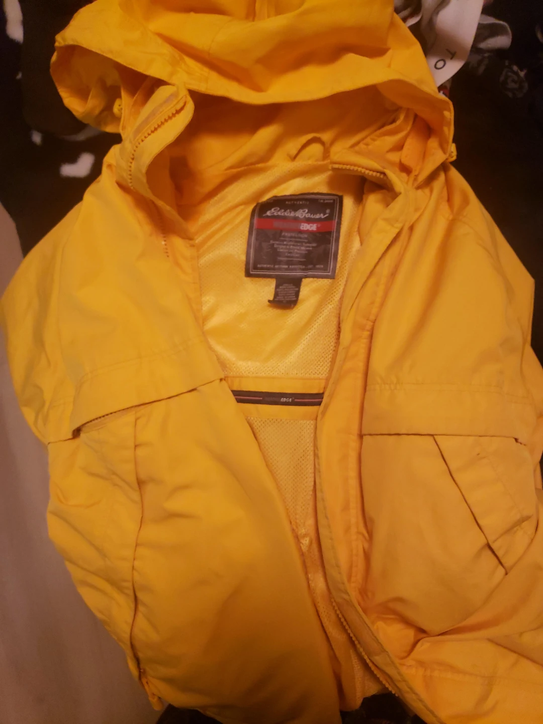 Eddie Bauer Yellow Hooded Rain Jacket