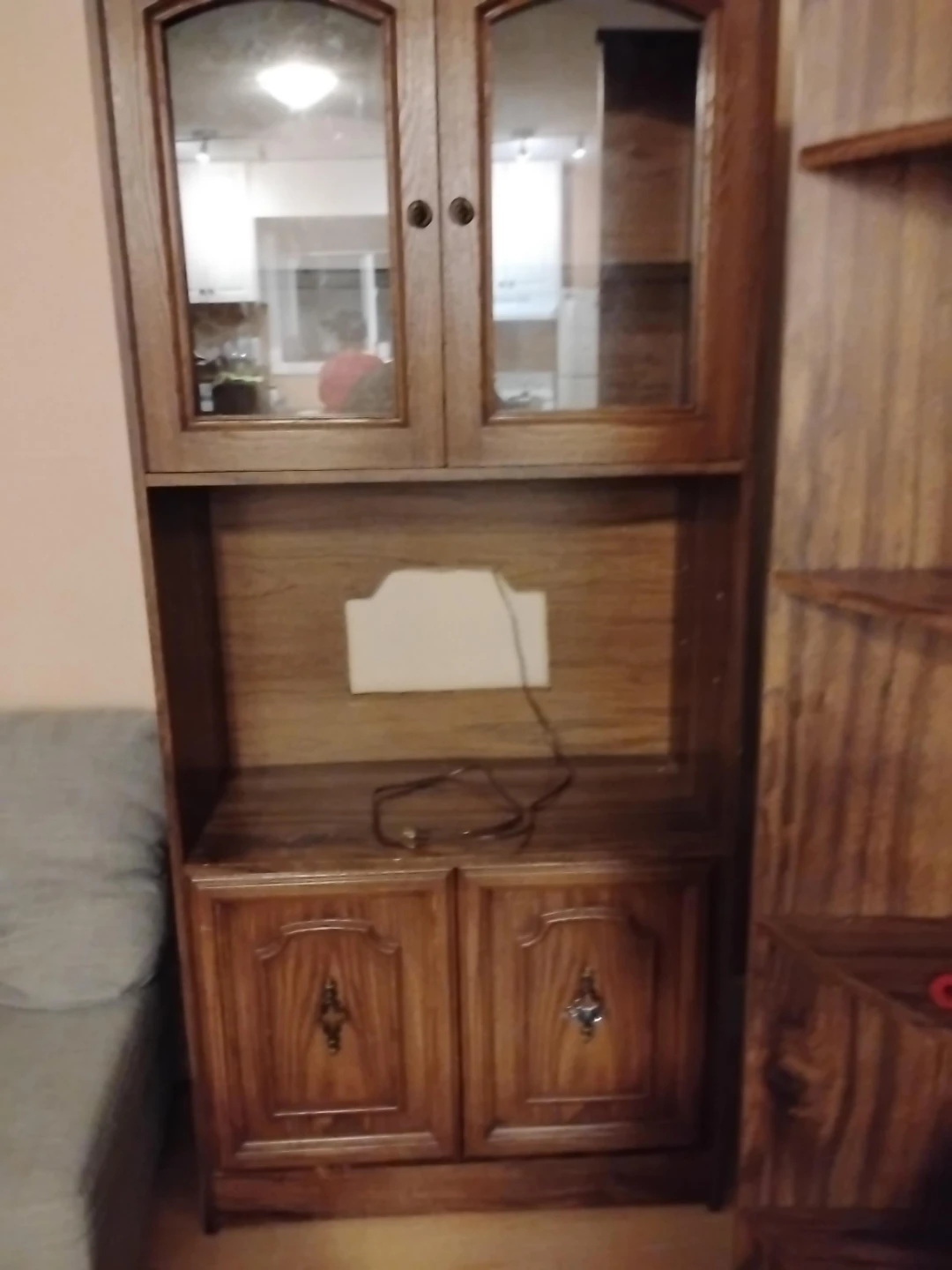 Wooden Curio Cabinet with Glass Doors
