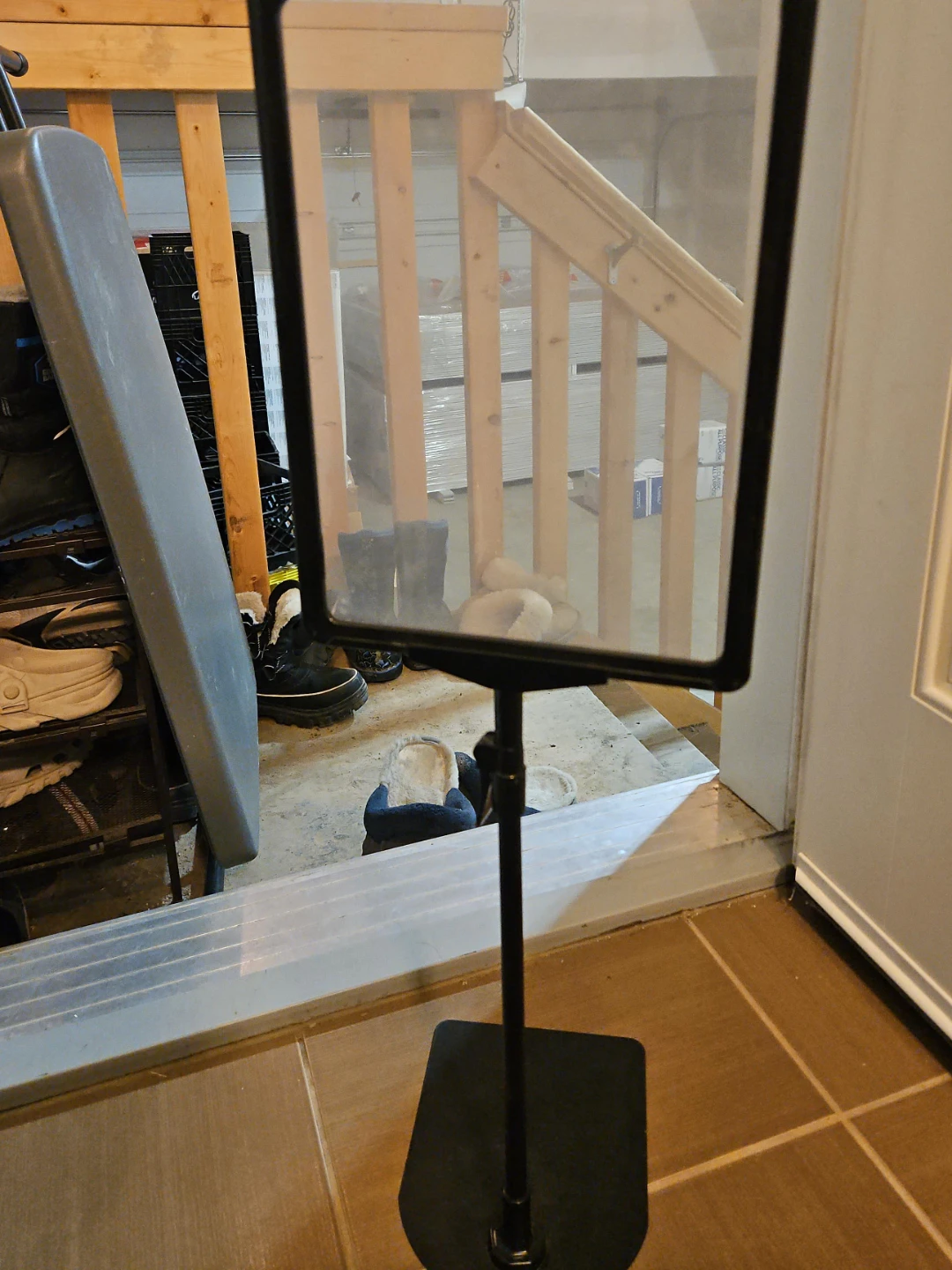 Black Display Stand with Clear Sign Holder