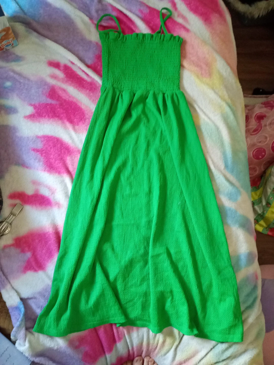 Green Smocked Maxi Dress