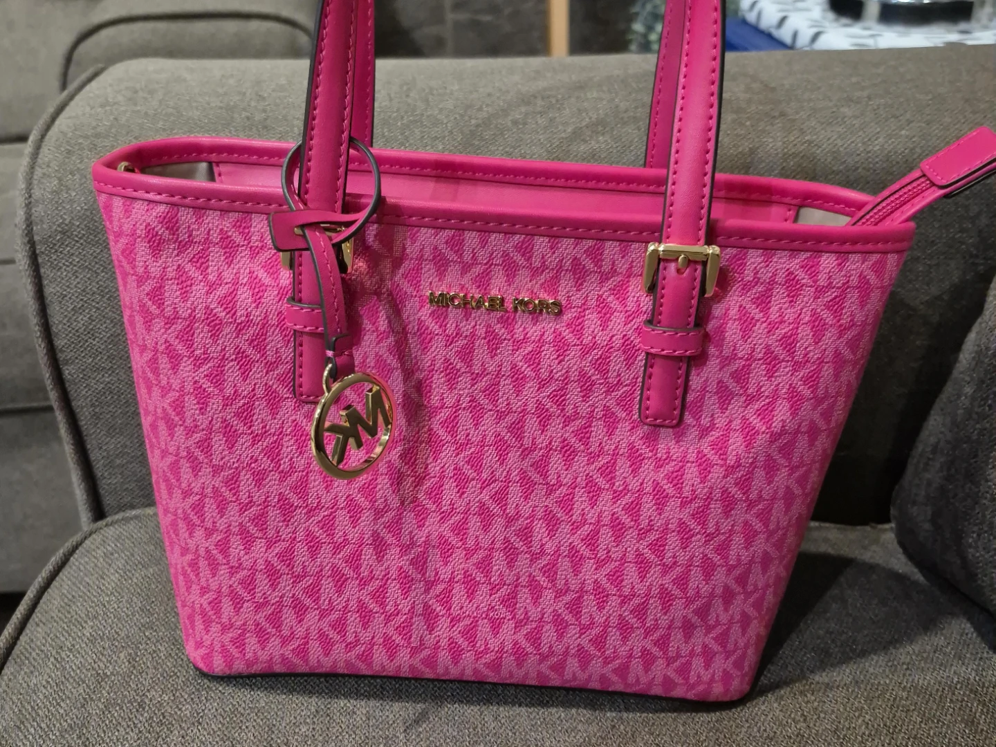 Michael Kors MK Jaquard Tote Bag - Pink
