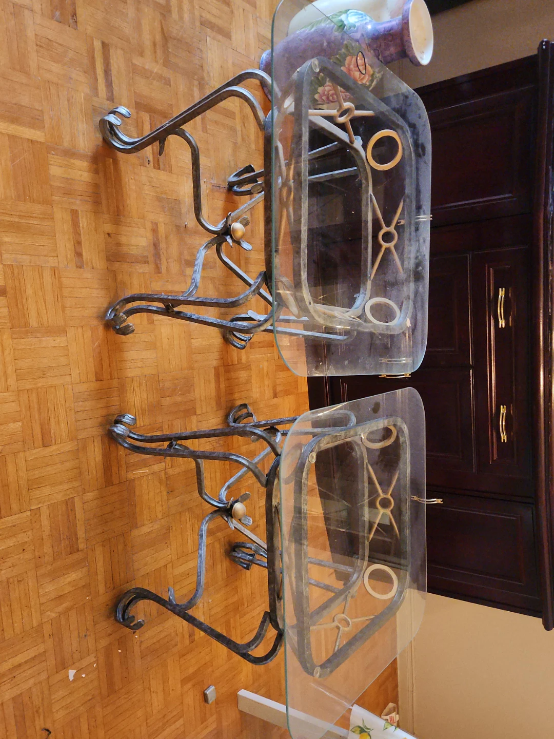 Glass and Metal Side Table Set