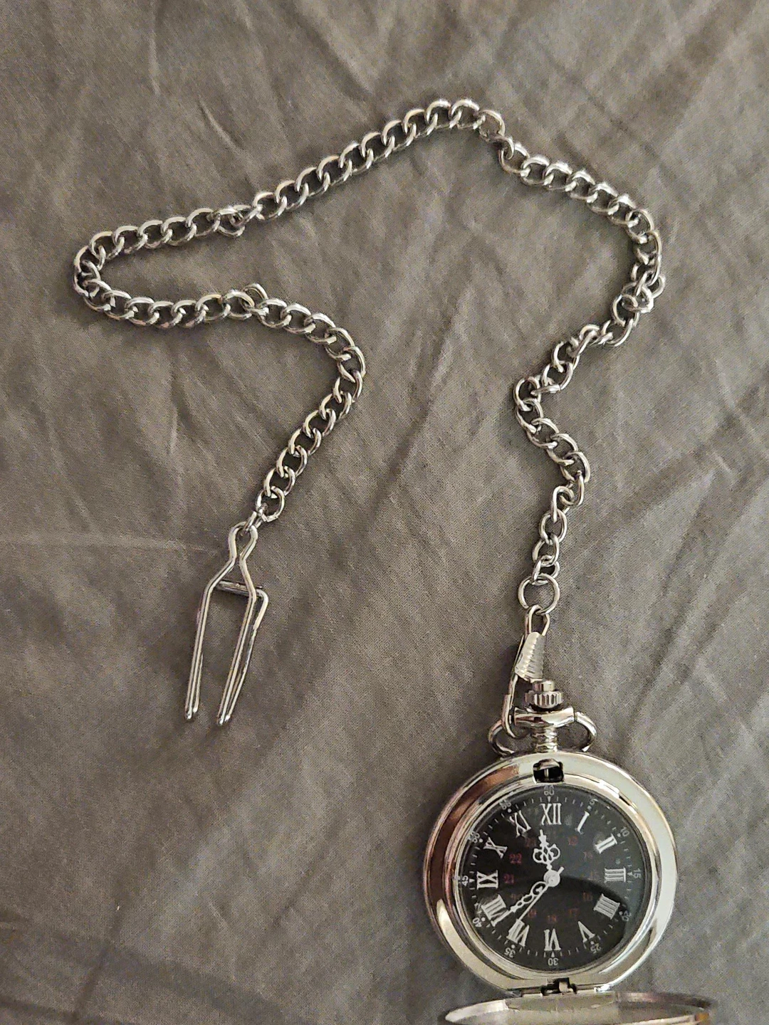 Silver Pocket Watch with Chain