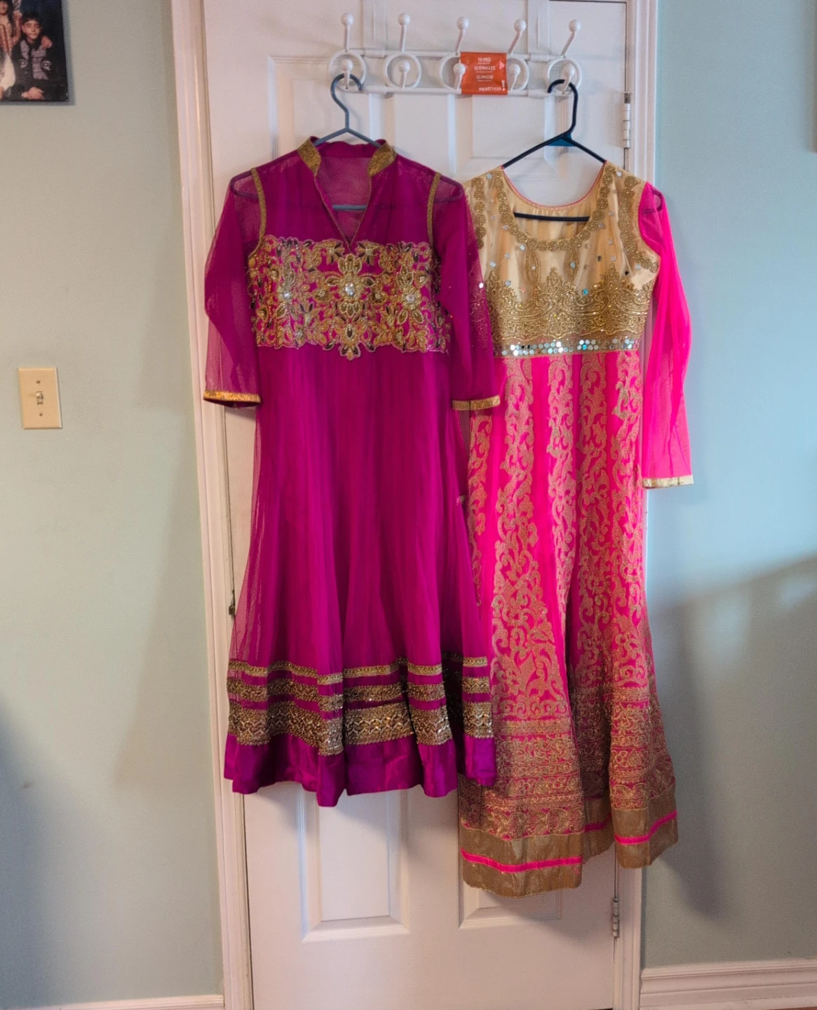Pink and Gold Embroidered Anarkali Dresses only tops