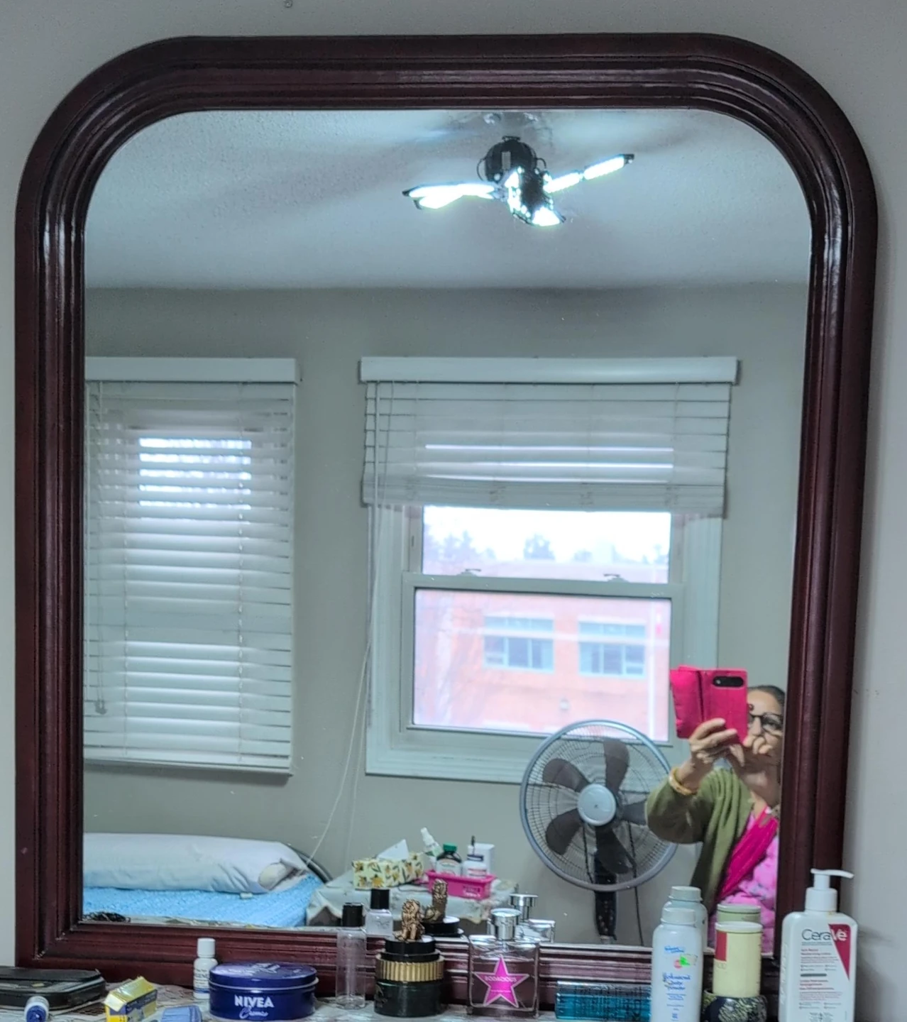 Dark Wood Arched Mirror