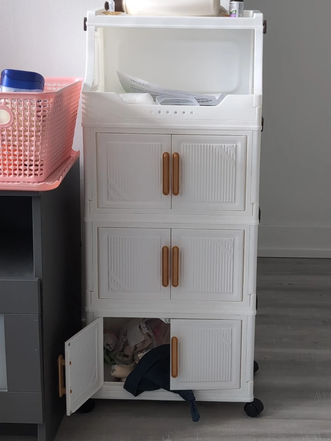 White 3-Drawer Storage Cabinet with Wheels