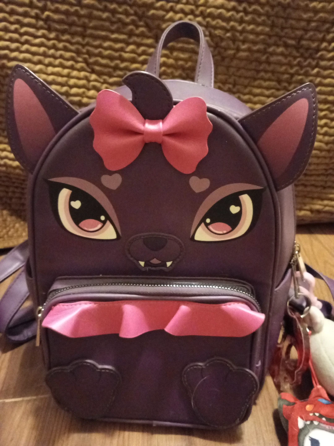 Purple Cat Faux Leather Mini Backpack