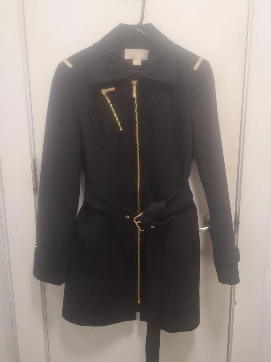 Michael Kors Black Wool Blend Trench Coat - Size S