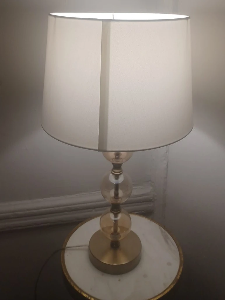 Glass Globe Table Lamp with White Shade